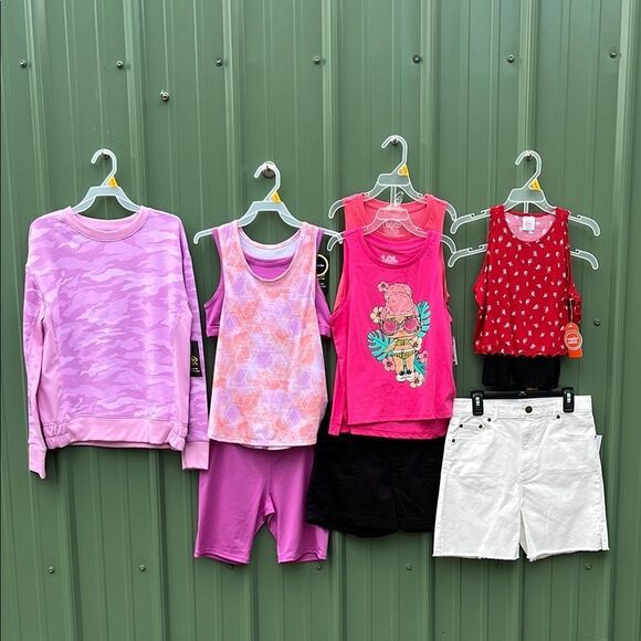 Girls Tank Tops Shorts Sports Bra & Sweatshirt 10-Piece Set Size L - Picture 1 of 13